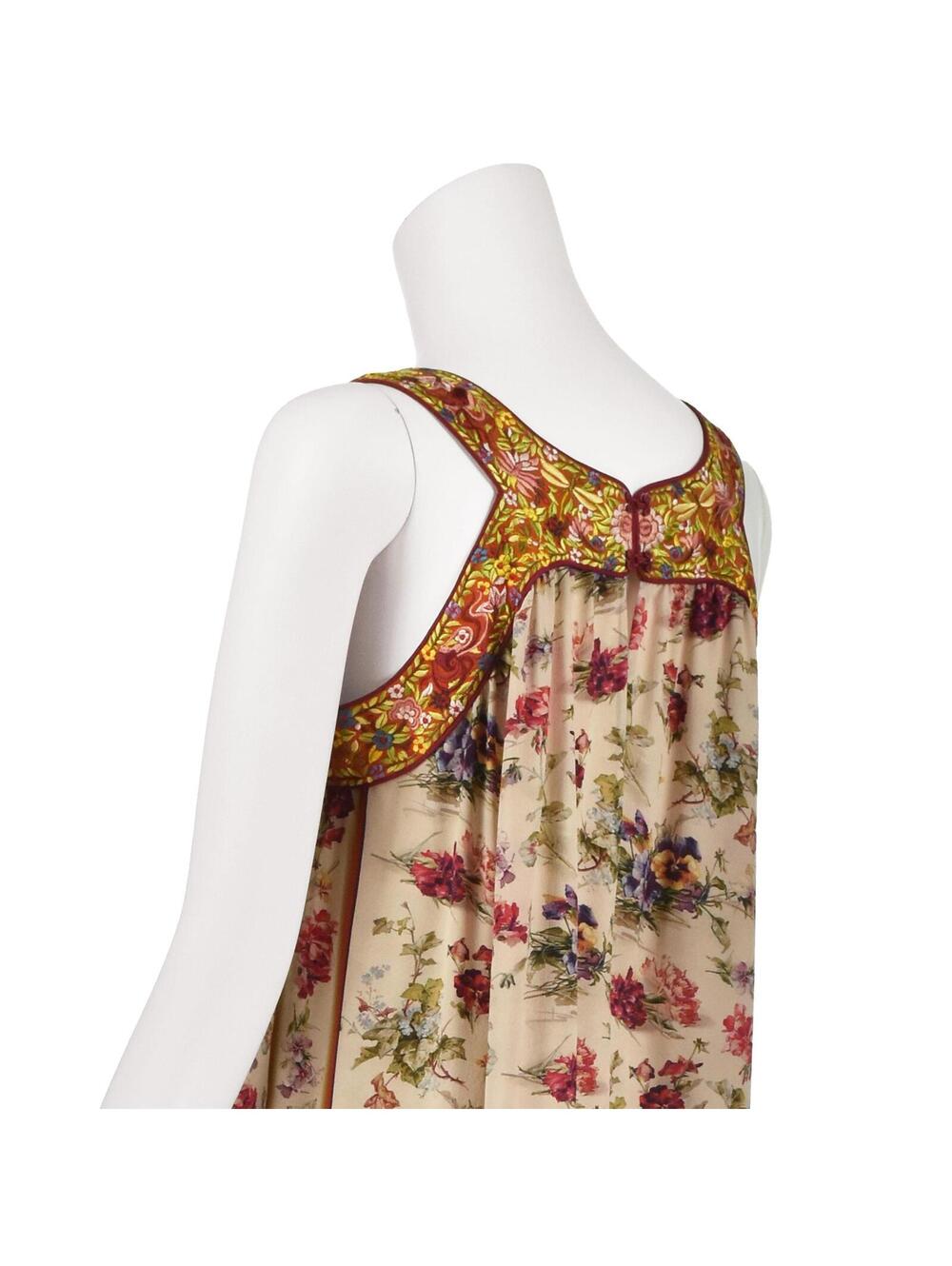 Vintage Jean Paul Gaultier Floral Silk Midi Dress with Embroidered Yoke SZM - Picture 7 of 9